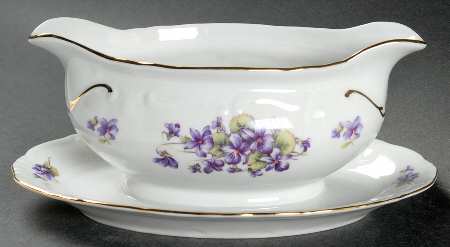 Violet of The Alps Gravy Boat with Attached Underplate