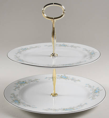 Blue Fantasy 6 5/8"-10"  2 Tiered Serving Tray (Dp, Sp) HC