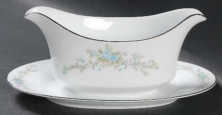 Blue Fantasy Gravy Boat with Attached Underplate