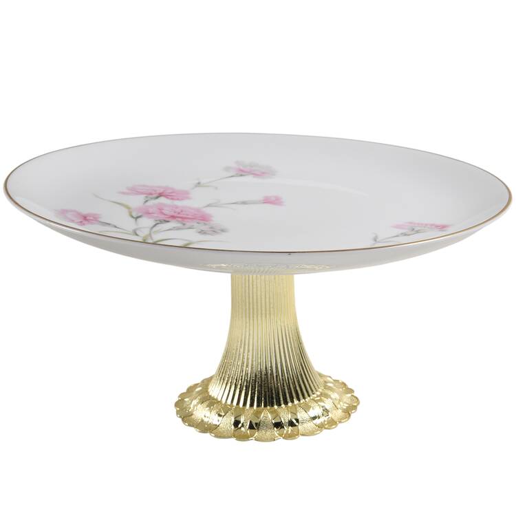 Carnation Cake Stand with 4"-5" Metal Pedestal  Hc