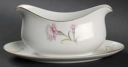 Carnation Gravy Boat with Attached Underplate