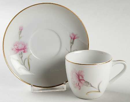Carnation Flat Demitasse Cup & Saucer Set