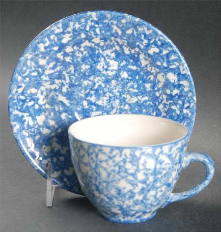 Town and Country Blue (No trim) Flat Cup & Saucer Set