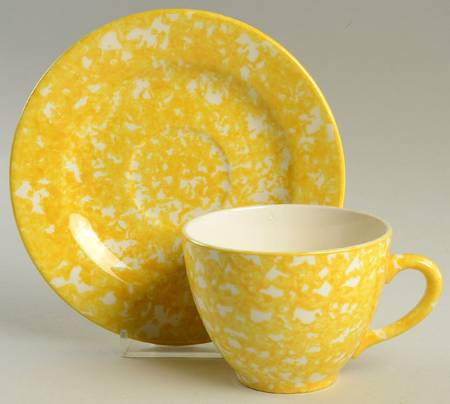 Town and Country Yellow (No Trim) Flat Cup & Saucer Set