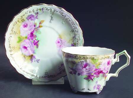 Chantilly Rose Footed Cup & Saucer Set
