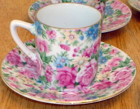 Sussex Bouquet Flat Demitasse Cup & Saucer Set