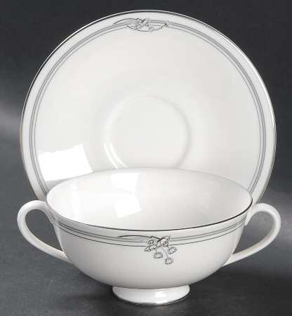 Andante Footed Cream Soup Bowl & Saucer Set