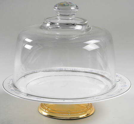 Angelique 6 1/2"-7 1/2" Footed Cheese Plate w/ Glass Dome HC