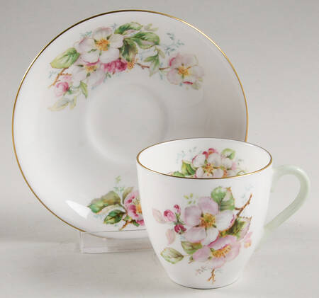 Apple Blossom Flat Demitasse Cup & Saucer Set
