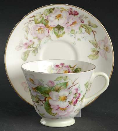 Apple Blossom Footed Cup & Saucer Set