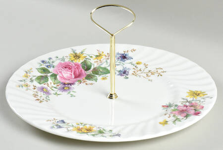 Arcadia (New, Smooth, Brown Green Backstamp) Round Serving Plate with Handle (DP)