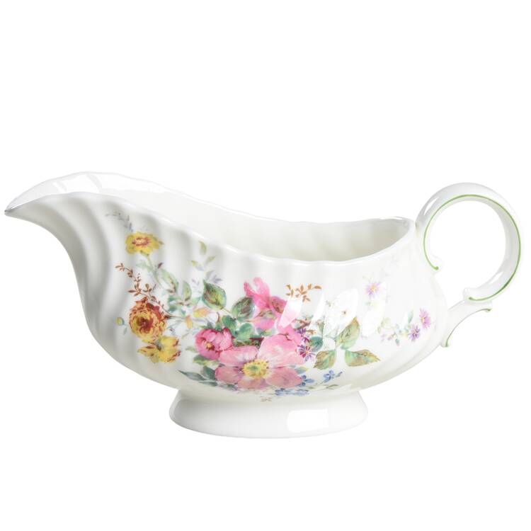 Arcadia (New, Smooth, Brown Green Backstamp) Gravy Boat
