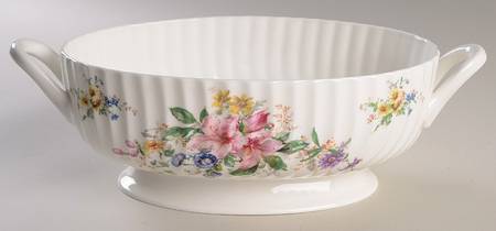 Arcadia (New, Smooth, Brown Green Backstamp) Oval Tureen No Lid