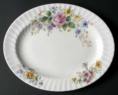Arcadia (New, Smooth, Brown Green Backstamp) 13" Oval Serving Platter
