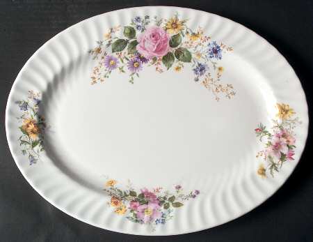 Arcadia (New, Smooth, Brown Green Backstamp) 16" Oval Serving Platter