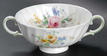 Arcadia (New, Smooth, Brown Green Backstamp) Footed Cream Soup Bowl