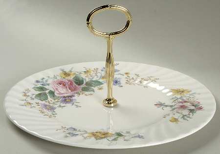 Arcadia (New, Smooth, Brown Green Backstamp) Round Serving Plate with Handle (DP)