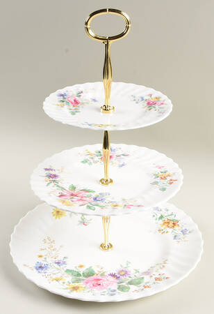Arcadia (Older, Green Backstamp) 13 7/8"-14 1/4" 3-Tiered Serving Tray(DP,SP,BB) HC