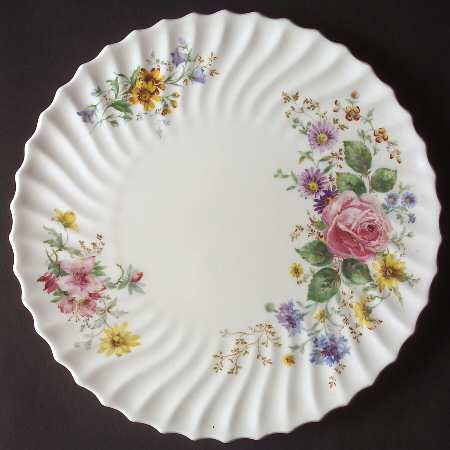 Arcadia (Older, Green Backstamp) Low Footed Cake Plate