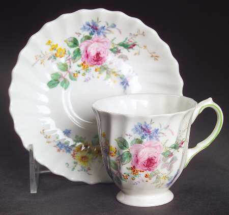 Arcadia (Older, Green Backstamp) Footed Demitasse Cup & Saucer Set