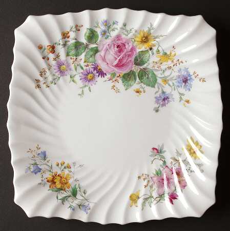 Arcadia (Older, Green Backstamp) Square Cake Plate