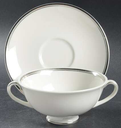 Argenta Footed Cream Soup Bowl & Saucer Set