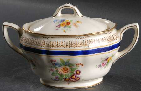 Ascot Blue (Floral Center) Sugar Bowl & Lid
