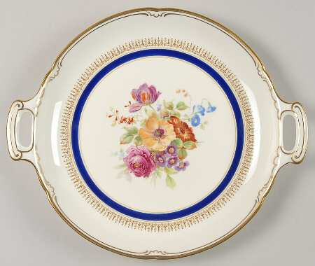 Ascot Blue (Floral Center) Cake Plate