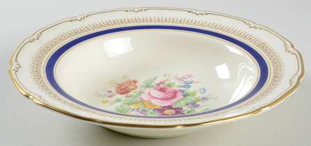 Ascot Blue (Floral Center) Rim Soup Bowl