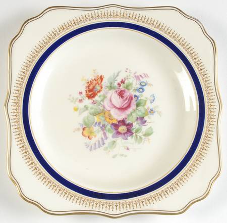 Ascot Blue (Floral Center) Square Salad Plate