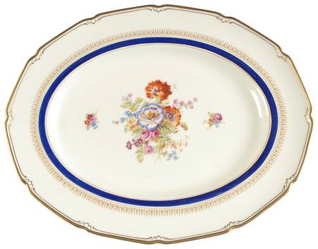 Ascot Blue (Floral Center) 14" Oval Serving Platter