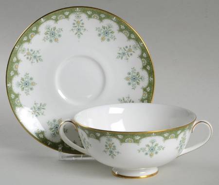 Ashmont Footed Cream Soup Bowl & Cup Saucer Set