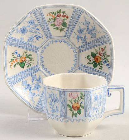 Astbury (Blue, Multicolor) Flat Demitasse Cup & Saucer Set