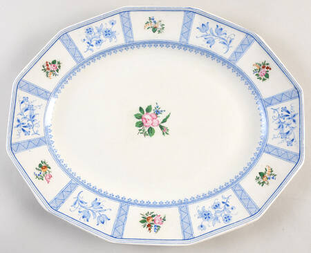 Astbury (Blue, Multicolor) 14" Oval Serving Platter