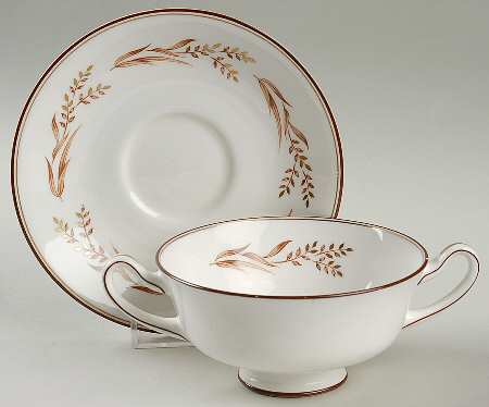 Autumn Breezes Footed Cream Soup Bowl & Saucer Set