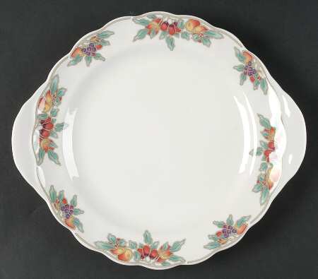 Autumn Fruits Handled Cake Plate