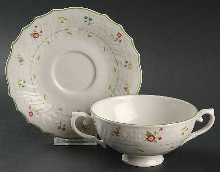 Avignon Footed Cream Soup Bowl & Saucer Set