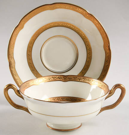 The Balmoral Footed Cream Soup Bowl & Saucer Set