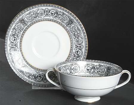 Baronet Footed Cream Soup Bowl & Saucer Set