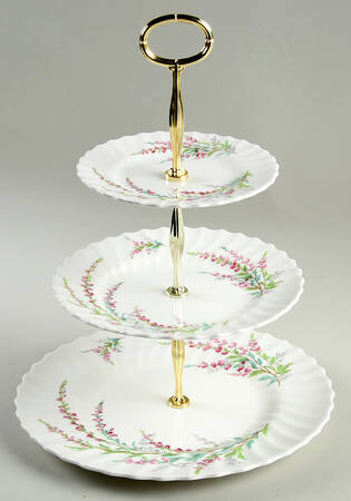 Bell Heather (Scalloped, No Trim) 13 7/8"-14 1/4" 3-Tiered Serving Tray(DP,SP,BB) HC