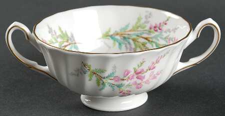 Bell Heather (Scalloped, No Trim) Footed Cream Soup Bowl