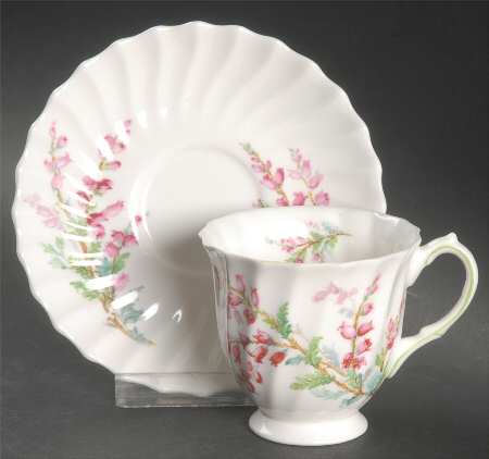 Bell Heather (Scalloped, No Trim) Footed Demitasse Cup & Saucer Set