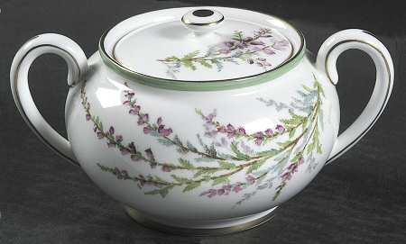 Bell Heather (Green Band, Gold Trim) Sugar Bowl & Lid