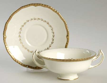 Belvedere Footed Cream Soup Bowl & Saucer Set