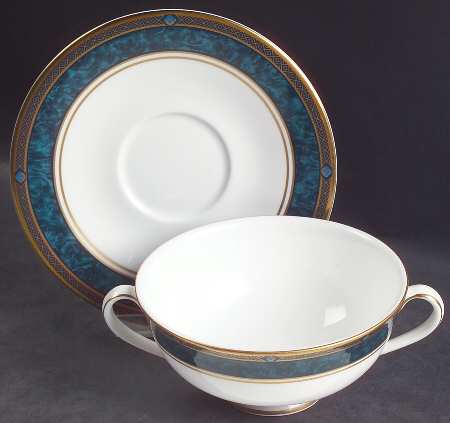 Biltmore Footed Cream Soup Bowl & Cup Saucer Set by Royal Doulton