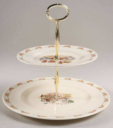 Bunnykins (Albion Shape) 6 5/8"-10"  2 Tiered Serving Tray (Dp, Sp) HC