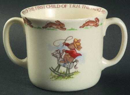Bunnykins (Albion Shape) 2 Hd Commemorative Mug-First Child of TRH 1982