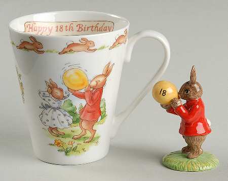 Bunnykins (Albion Shape) (Happy 18th Birthday) Mug & Figurine Set