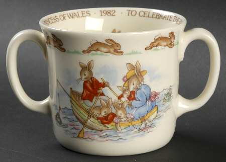 Bunnykins (Albion Shape) 2 Hd Commemorative Mug-First Child of TRH 1982