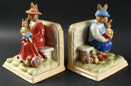 Bunnykins (Albion Shape) Figural China Bookend - Set of 2